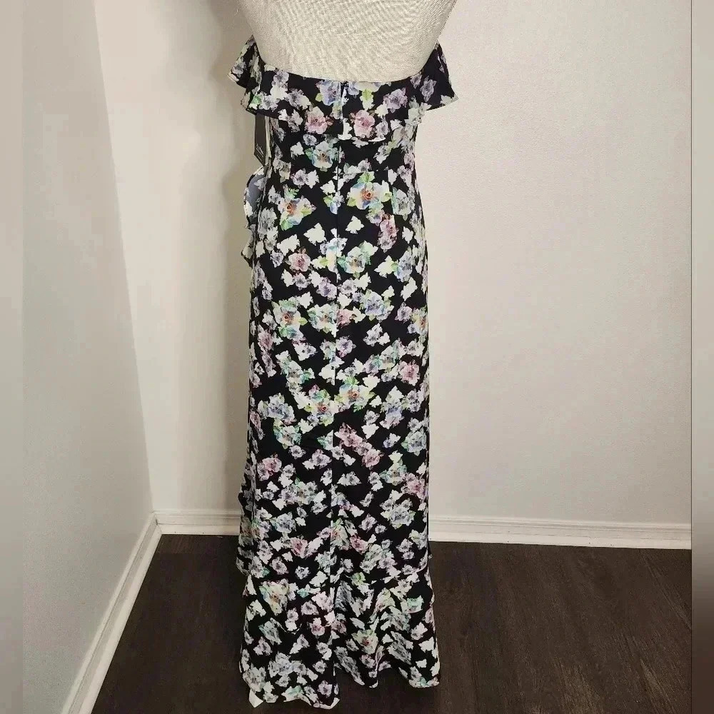 Aidan Mattox Floral Flounce High/Low Maxi Dress size 4 NWT Formal Wedding Guest - Picture 2 of 16